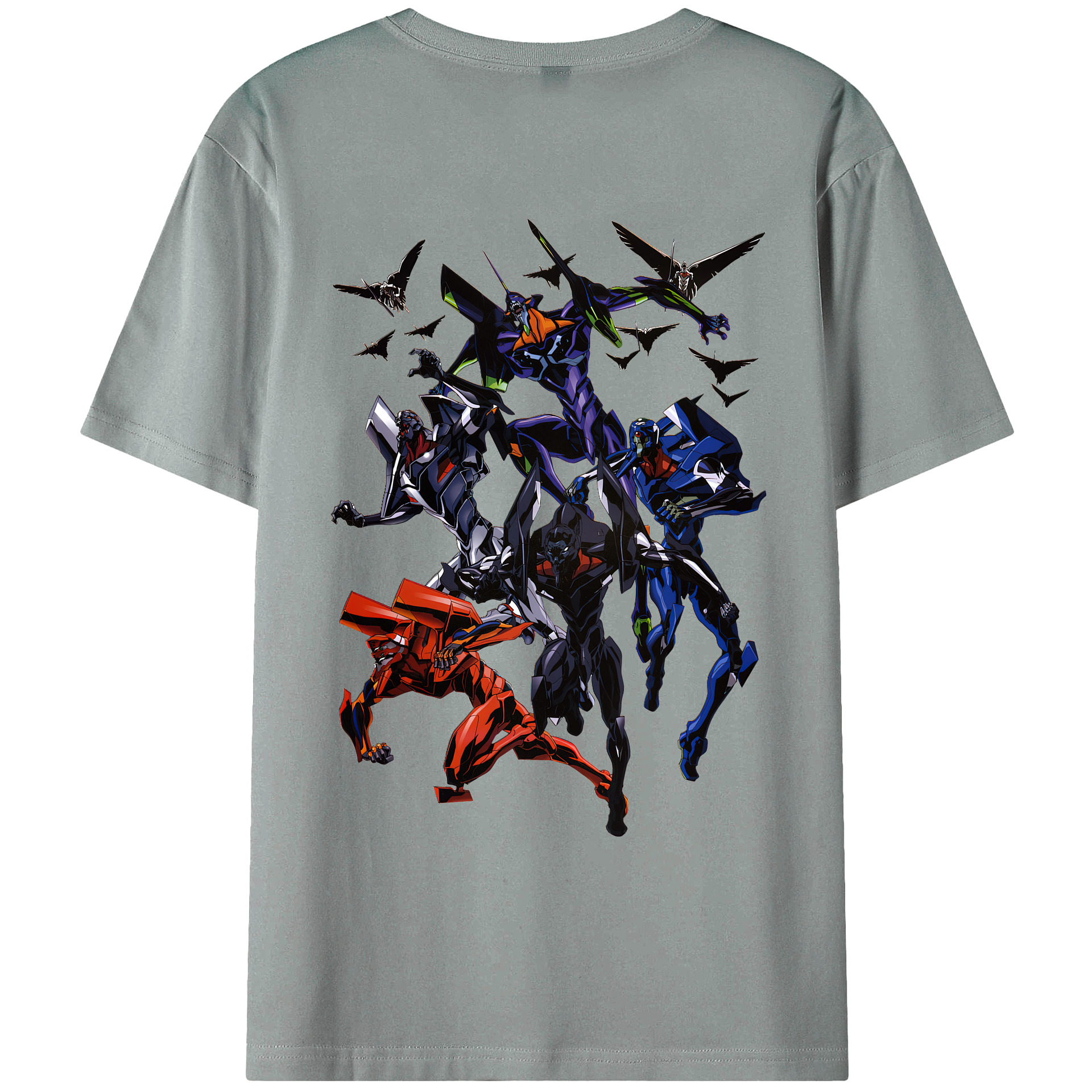 （画像用） EVA 新世紀エヴァンゲリオン 綿100％ メンズ半袖Tシャツ（バックプリント） 通気性